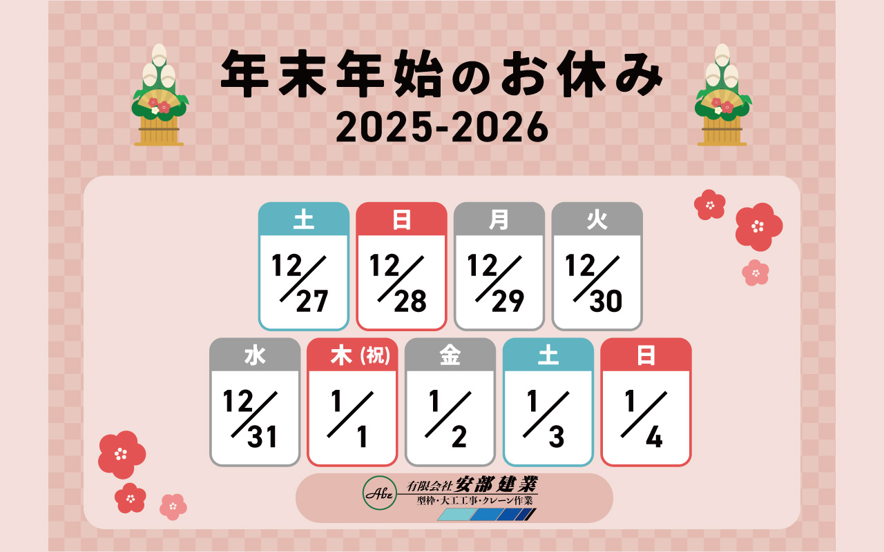 年末年始休業2025-26